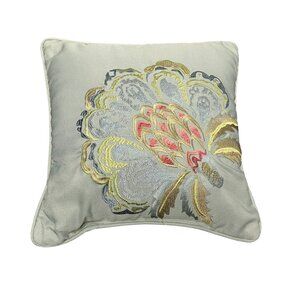 Croscill‎  Decorative Throw Pillow Embroidered Muted colors Blue-Green PULL